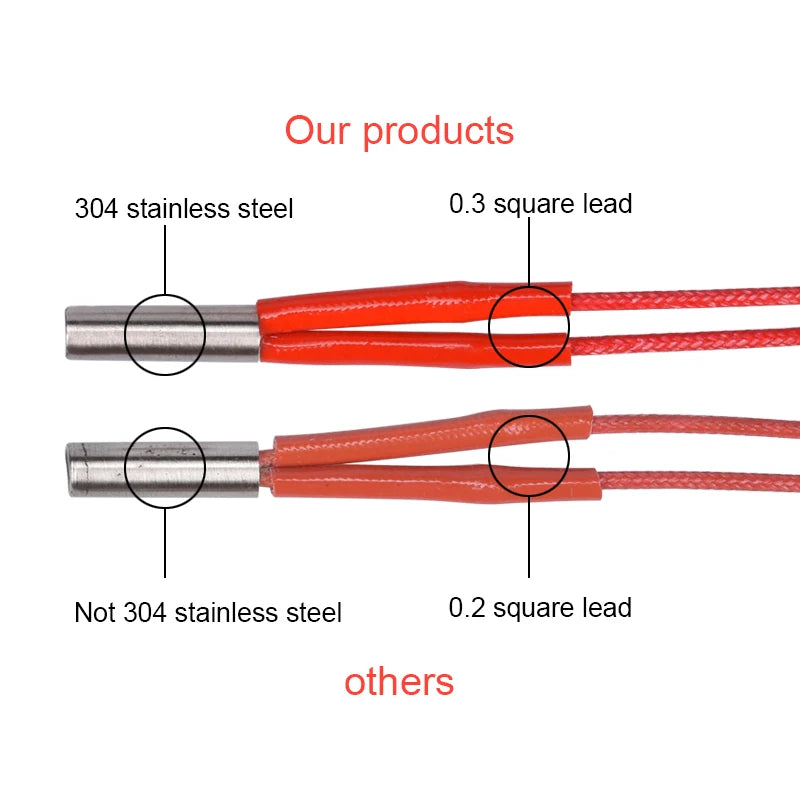 3D Printer Parts Cartridge Heater 12V 24V 40W 30W 6x20 Reprap Cable 100cm For J head Hotend V6 MK8 PT100 Heat Block