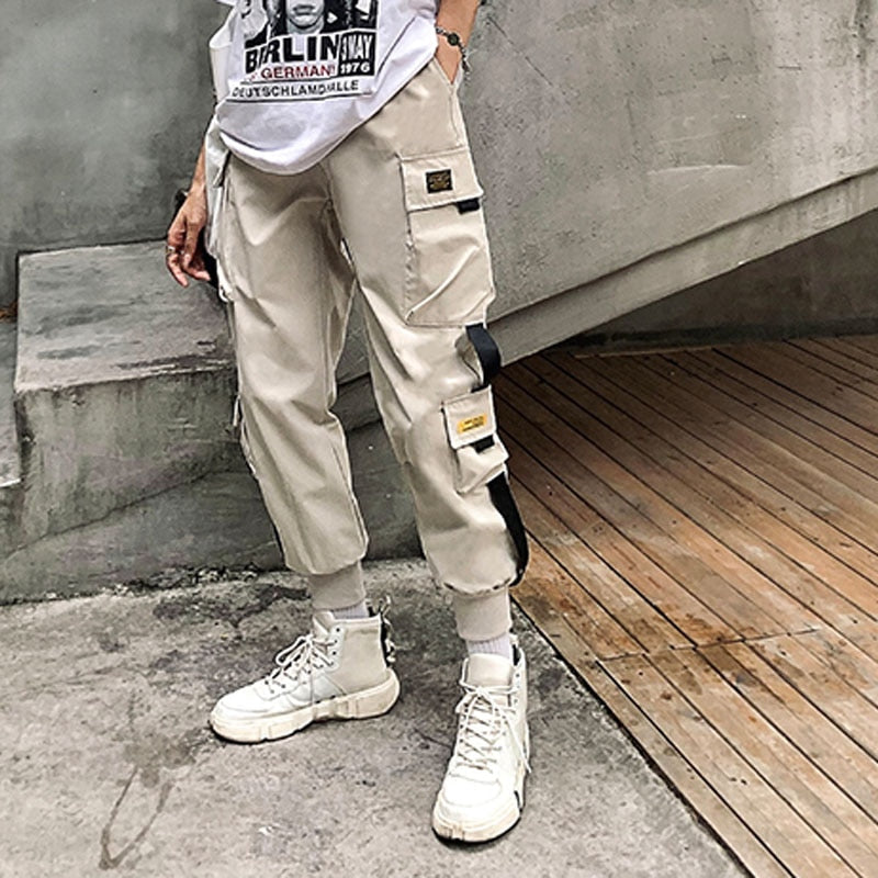 Women Cargo Pants 2023 Harem Pants Fashion Punk Pockets Jogger Trousers With Chain Harajuku Elastics High Waist Streetwear