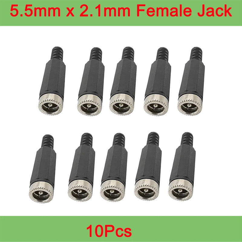 10Pcs DC Power Jack Socket Connector 5.5*2.1mm 3.5x1.3mm Male Female DC005 DC022 DC099 DC plug socket Nut Panel Mount Adapter