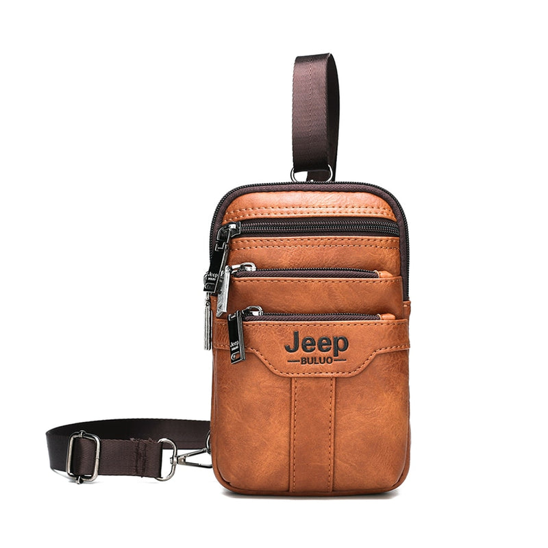 JEEP BULUO Men Shoulder Messenger Bags Small Multi-function Sling Chest Bag Legs Waist Bag For Man New Fashion Casual Crossbody