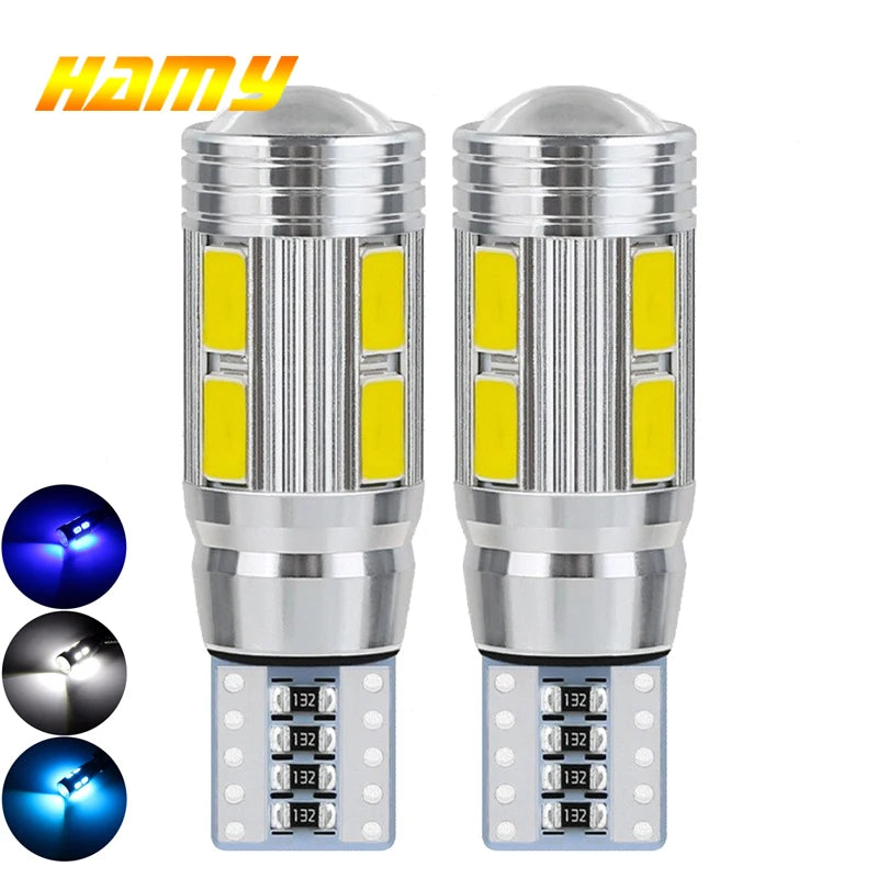 2 PCS T10 W5W 194 LED Bulbs For Car LED Signal Light Canbus Error Free 12V 10SMD 6500K White Wedge Side Trunk License Plate Lamp