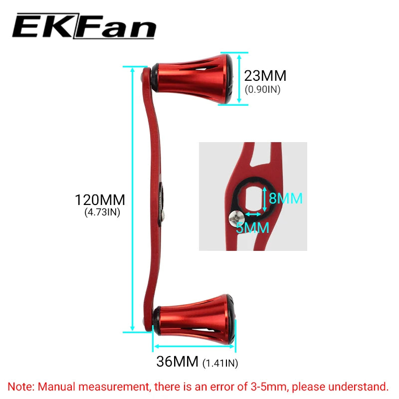 EKFan Aluminum Alloy Fishing Reel Handle 120mm Length 8*5mm Hole Size For Baitcasting Fishing Reel Rocker Fishing Accessory