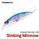 TSUIRNOYA 110S Sinking Minnow  DW77 110mm 22g Large Trout Pike Seabass Sea Fishing Artificial Hard Bait Jerkbait Wobble