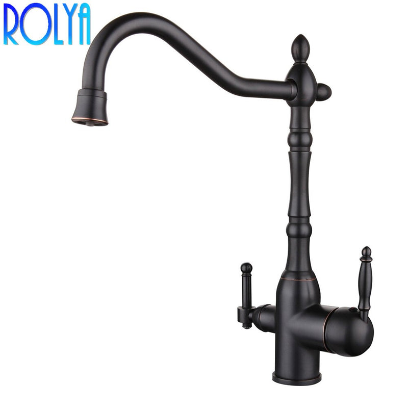 Rolya Victoria Antique Bronze/Gold/ORB 3-in-1 Kitchen Faucet Purified Water 3 Way Kitchen Tap Oil Rubbed Bronze