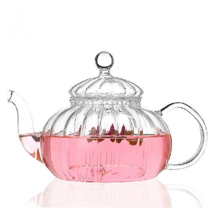 600ml Punpkin Pattern Heat-resistant Glass Teapot With Strainer Filter Teapot Can be Heated Water Tea Pot Drinkware