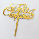 Golden Acrylic Happy Birthday Cake Topper Spanish language Birthday Party Cake Toppers For Kids holiday gifts Dessert Decoration