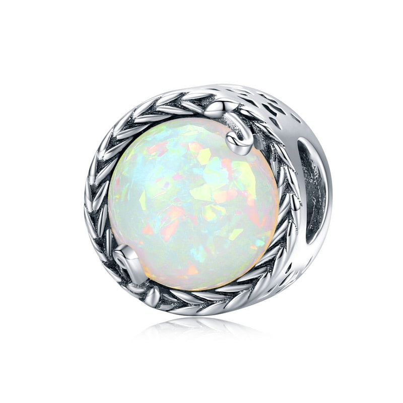 WOSTU Trendy New 925 Sterling Silver Wrap-Around Vine Charm Opal Zirconia Beads fit Women Bracelet DIY Jewelry Making CQC1576