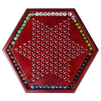 Hot Top Grade Classic Chinese Checkers Chess Set Multicolor Acrylic Glass Beads Fine Wooden Chessboard Children Gifts Board Game