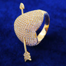 Bubble Letter Couples Ring for Men Arrow Heart Real Gold Plated Hip Hop Jewelry Valentines Day Gift 2022 Trend