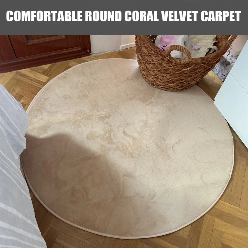 For Bedroom Living Room Round Coral Velvet Carpet Yoga Mats Home Decorations Water Absorption Sofa Carpet Children Rug Anti-slip