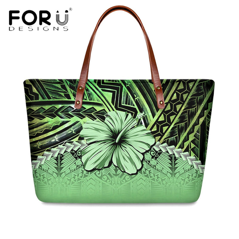 FORUDESIGNS High Quality Women Handbag Polynesian Pattern Hibiscus Flower Printing Personal Luxury Female Shoulder Bolsas