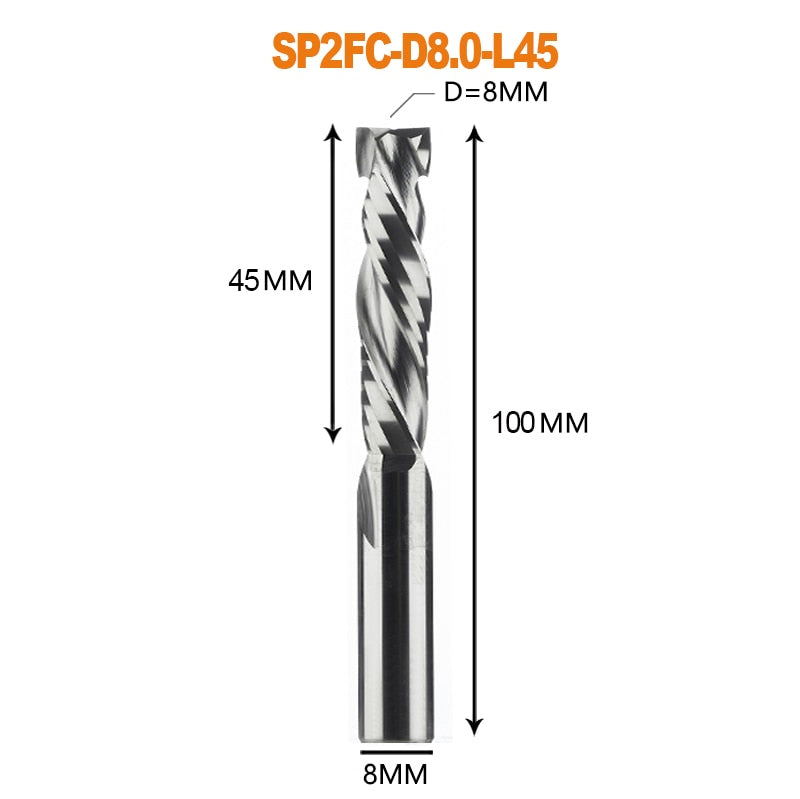 Compression milling cutter woodwork UP &amp; DOWN Cut Two Flutes Spiral Carbide Milling Tool CNC Router Wood End Mill Cutter Bits