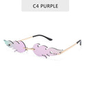 2022 Neue Mode Feuer Flamme Sonnenbrille Damen Herren Marken-Design Randlose Wellen-Brille Luxus Trend Schmale Sonnenbrille Streetwear