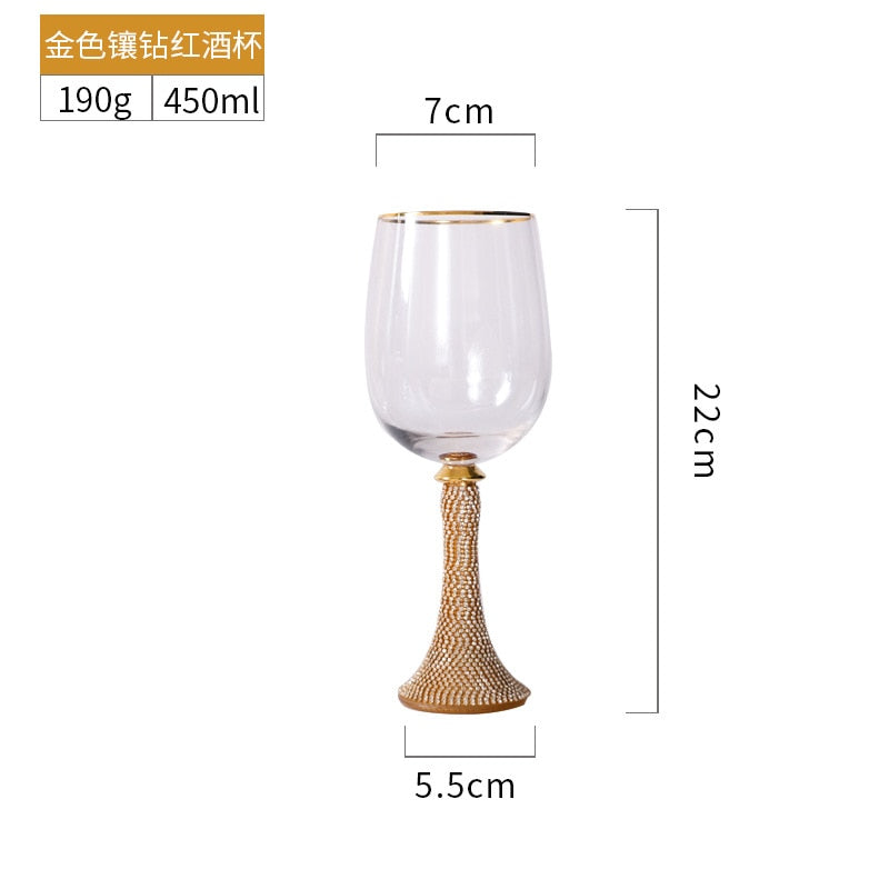 Creative Glass with Diamond Wine Glass Crystal Tall Wine Glass Champagne Glass Home Restaurant Wine Glass Party Banquet Glass