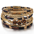 Amorcome Leopard Fashion Bracelets Woman Charm Multilayer Wide Wrap Leather Bracelets & Bangles Femme Party Jewelry Gift  2022