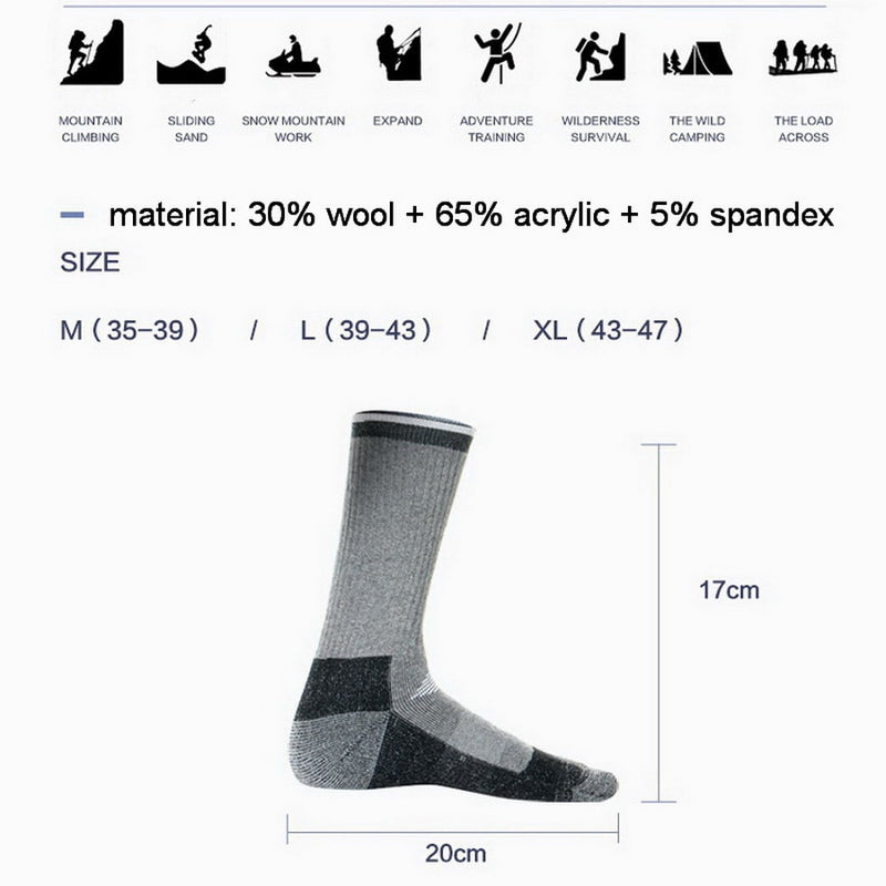 2 Pairs Merino Wool Thermal Socks For Men Women Winter Keep Warm Ski Hiking Socks Sports Outdoor Thermosocks Thicken M L XL