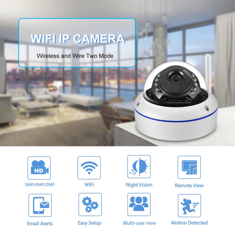 Gadinan 5MP 3MP Wifi Camera Video Surveillance Audio Record Dome Vandal-proof Waterproof Outdoor iCSee IP Camera Email Alert