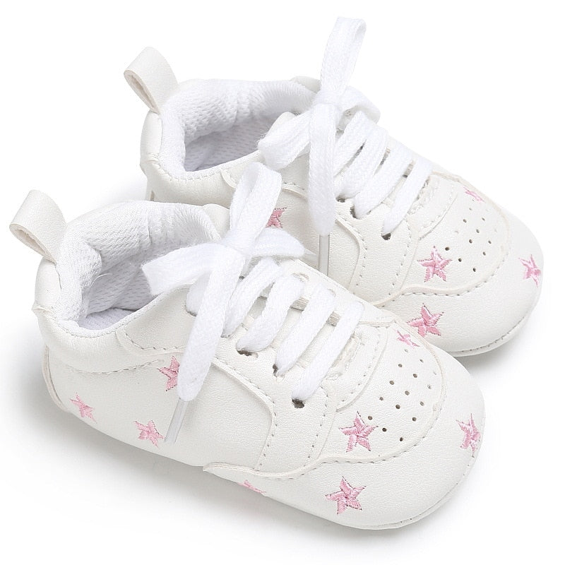 Newborn Print Heart Star Baby Sneaker PU Leather Baby Boys Girls First Walkers Soft Sole Infant Toddler Baby Shoes For 0-18M