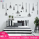 226 * 97 cm Schwarzer Kronleuchter Wandaufkleber Glühbirne Heimdekoration für Wohnzimmer Schlafzimmer Kunst DIY Vinyl Wandtattoos Abnehmbar