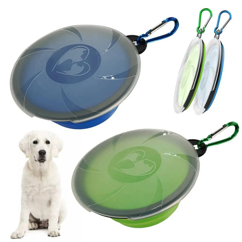 Collapsible Dog Bowls Portable Travel Dog Food Dish Water Bowl with Lid and Carabiner Pet Food Container for Indoor Outdoor