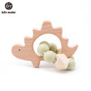 Let's Make Wooden Rattle Teether Baby Toys Engraved Wood Beads Hexagon Teether Silicone Beads 12Mm Tiny Rod Baby Crib Rattle
