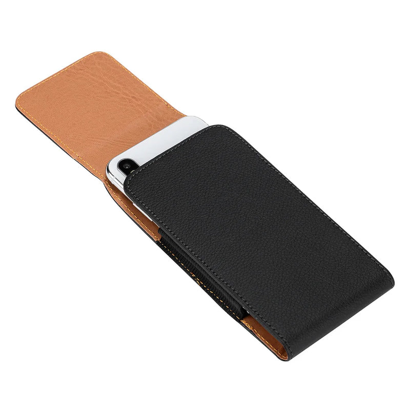 Universal Leather Case for iPhone Samsung Huawei Xiaomi Mens Waist Pack Belt Clip Bag for 3.5-6.3" Mobile Phone Pouch Holster