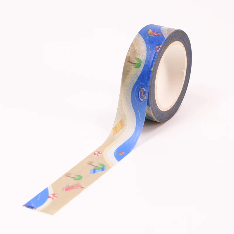 New 1PC 15mm*10m Seaside Resort Holiday Decorative Washi Tape Scrapbooking Masking Tape Office Supply designer mask washi tape