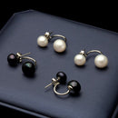 Naturperlen-Ohrstecker für Damen, Schmuck aus S925 Sterlingsilber, echte weiße, schwarze Doppelperlen-Ohrringe für Partys