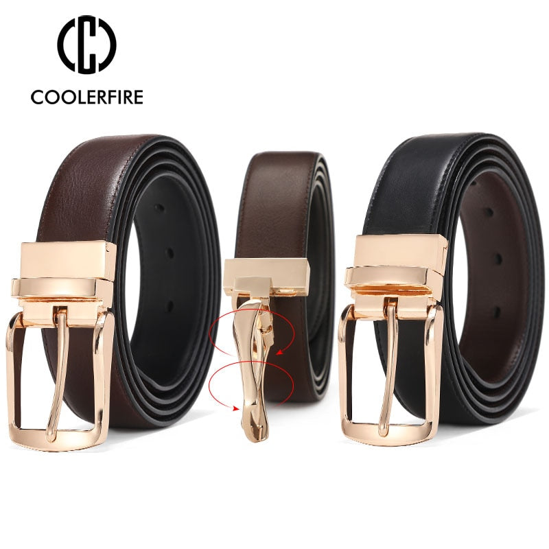 Men Dress Reversible Belts Casual High Quality Belt Genuine Leather Belt Male Vintage Luxury Black Brown