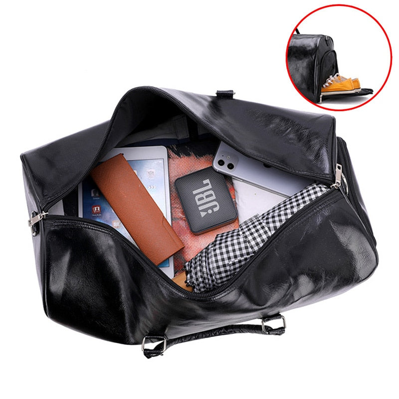 High Capacity Travel Bag Luggage Unisex Leisure Fitness Weekend Bag Business Suitcase Soft Leather Travel Duffels Shoulder Bags