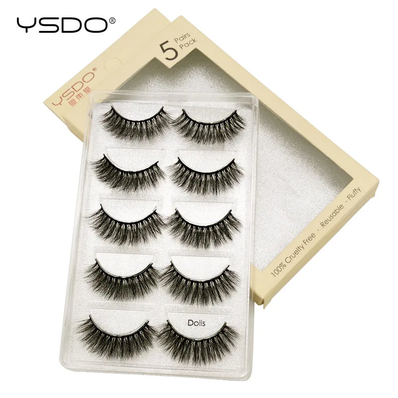 YSDO 5 pairs eyelashes mink strip lashes dramatic eyelashes natural 3d mink eyelashes makeup false eyelashes cilios maquiagem