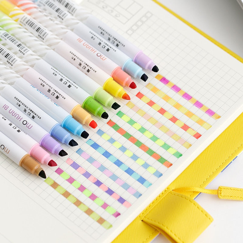 12pcs Magic Color Drawing Pen Set Discolored Highlighter Marker Spot Liner Pens Art Supplies Stationery School F809