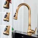 Antique Brass Kitchen Faucet Pull Out Kitchen Sink Faucet Single Handle Faucet 360 Rotate Kitchen Tap Hot Cold Water Mixer Crane