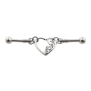 JHJT 14G Heart Industrial Piercing Surgical Steel Industrial Barbell Handcuffs Cat Star Cartilage Earring Body Jewelry