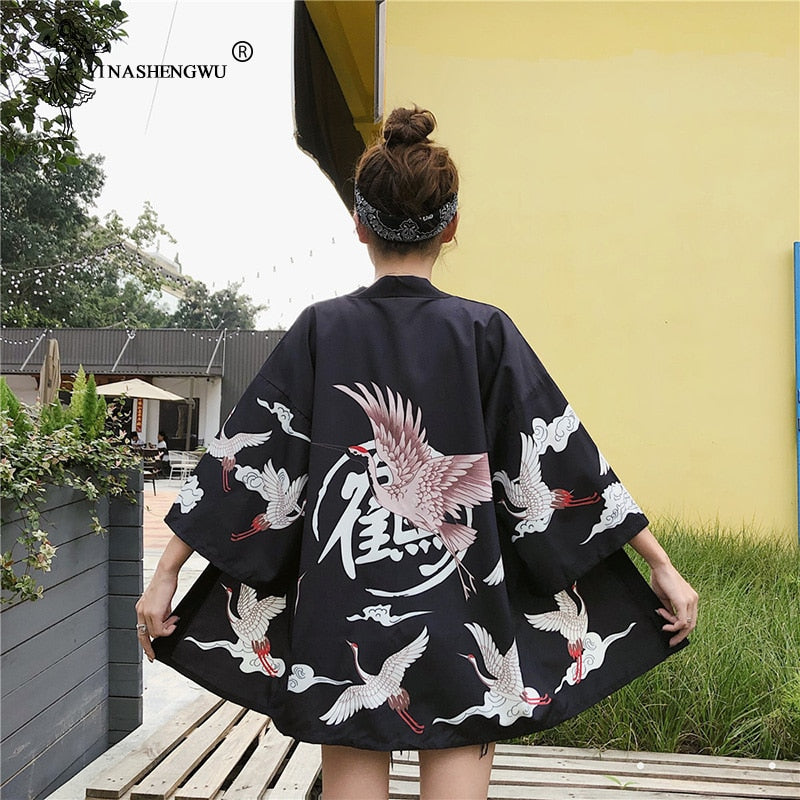 Kimonos Costume Woman Coat 14 Styles Girl Kawaii Print Crane Cosplay Yukata Harajuku Shirts Japan Women Haori Japanese Cardigan