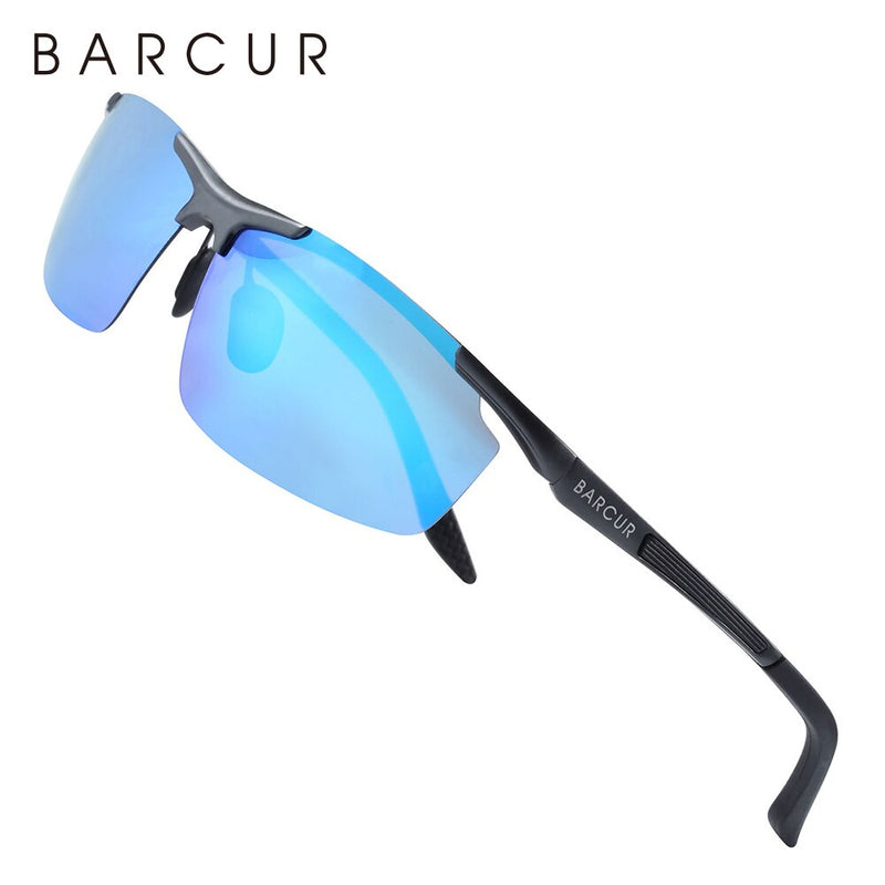 BARCUR Aluminum Magnesium Sports Polarized Sunglasses Men Mirror Sun Glasses Male oculos