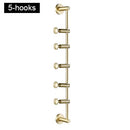 DOOKOLE Solid Brass Coat Rack Free Adjustment, Wall Mount Coat Hooks with 3/4/5/6 Hooks for Hats, Scarves, Clothes Handbags