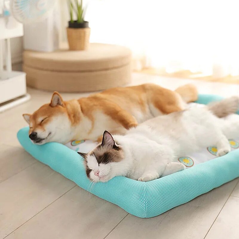 Summer Sleeping Mat Dog Beds Cooling Pad Washable Cushion Puppies Cat Accessories Sofa Supplies For Small Medium Large Pet Produ