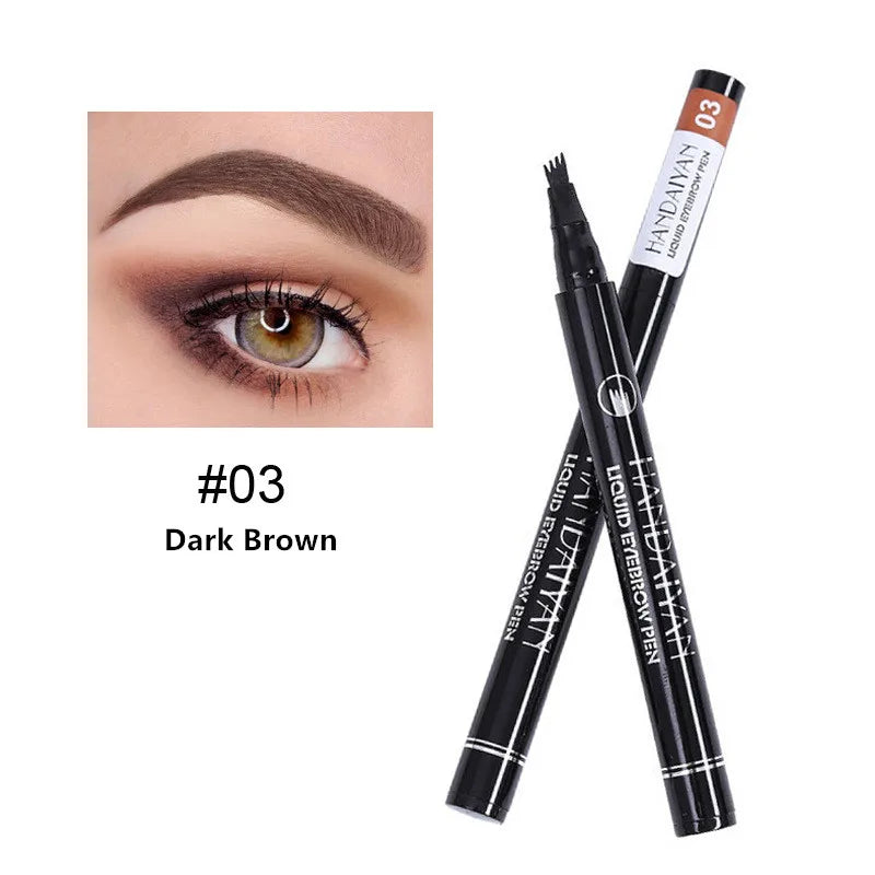 4D Microblading Eyebrow Pen 4 Forks Tip Eyebrow Tattoo Pencil Long Lasting Fine Sketch Liquid Eye Brow Make Up