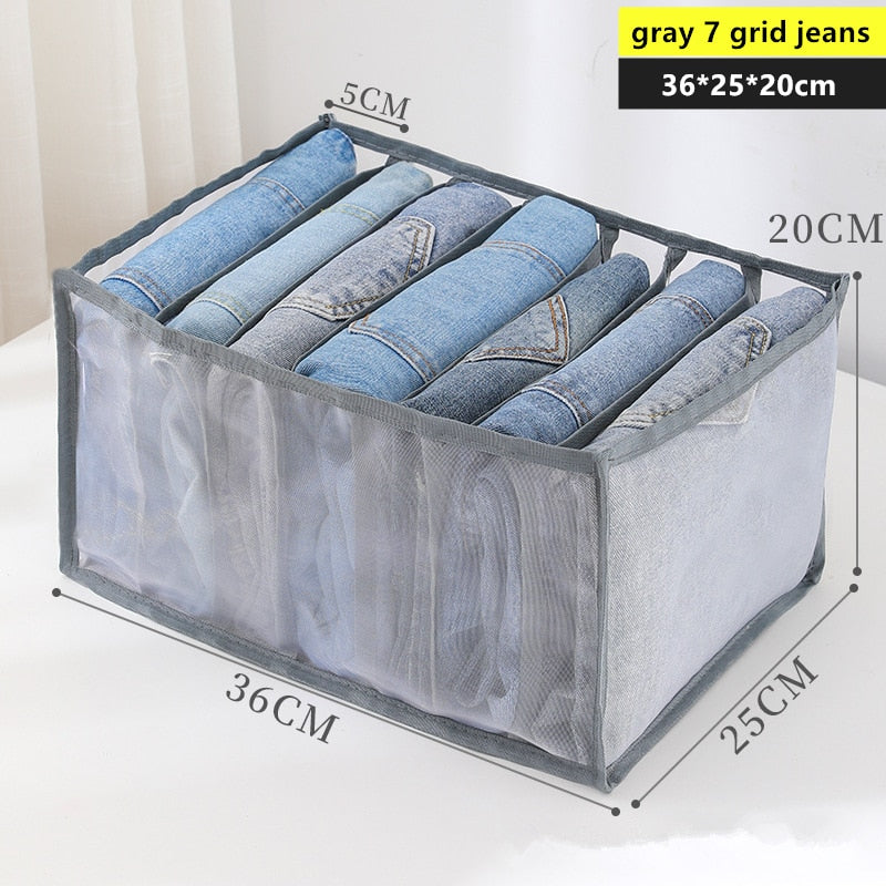 7 Grid Jeans Storage Box Closet Organizer Home Separation Bra Leggings Clothes Storage Case Drawer Wardrobe Divided Storage Bags