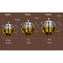 650ml 950ml 1300ml Heat Resistant Glass Teapot Induction Cooker Heat Resistant Glass Teapot with 304 Stainless Steel Strainer