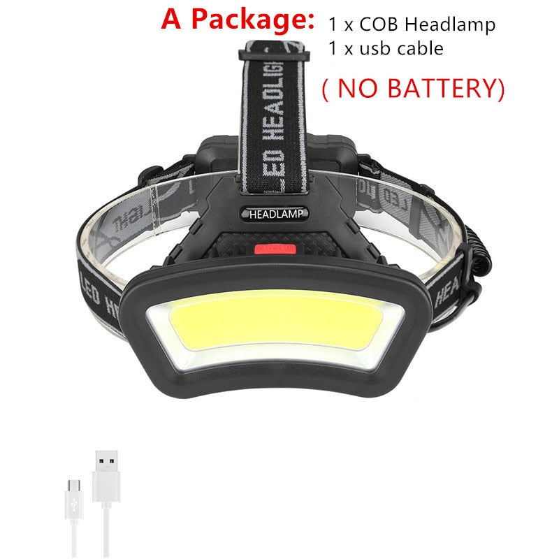 cob led headlamp USB Rechargeable red white light Fishing headlight Hunting 18650 head lamp Camping head light Flashlight Torch