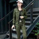 2022 Damen Baumwoll-Freizeit-Frühlings-Tarnanzug, Armeegrün, zweiteiliges Set 3XL 4XL 5XL Herbst-Survetement-Kleidung