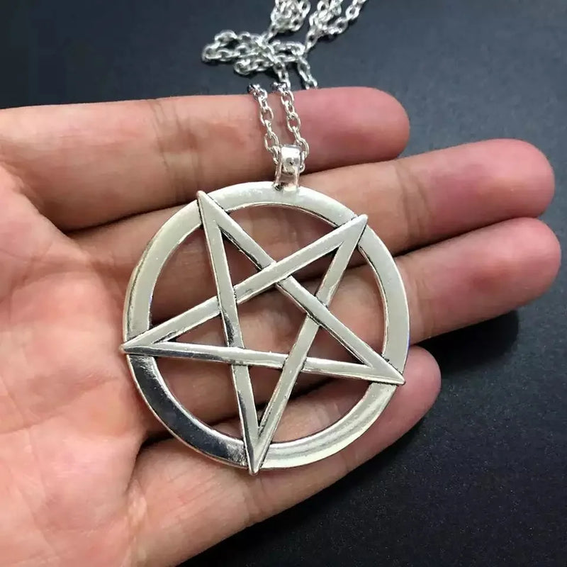 Fashion Inverted Pentagram Pendant Satanic Symbol Necklace Unisex Amulet Jewelry