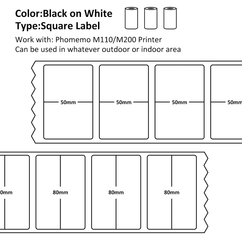 Phomemo Paper Multi-Purpose Thermal Labels for M110 M200 M220 Label Printer Adhesive Papier Round Square Printable Sticker Paper