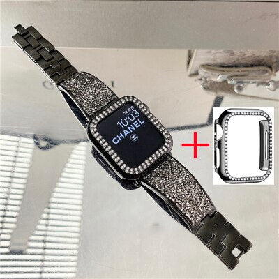 Suitable for Apple Watch metal strap 40mm 44mm 38mm 42mm fashion diamond wristband Iwatch 654321SE men and women wristband