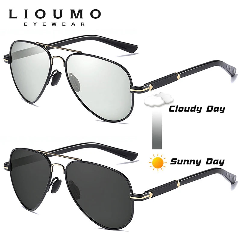 2022 New Trend Quality Titanium Alloy Sunglasses Polarized Men Photochromic Sun Glasses Women Pilot Mirror Shades Oculos De Sol