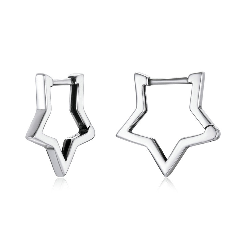 bamoer 925 Sterling Silver Starlike Earrings Star Shape Ear Buckle Minimalist Earrings Daily for Women Fashion Jewelry SCE1136