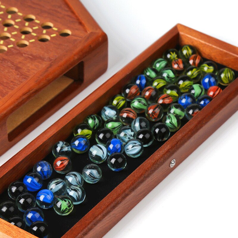 Hot Top Grade Classic Chinese Checkers Chess Set Multicolor Acrylic Glass Beads Fine Wooden Chessboard Children Gifts Board Game