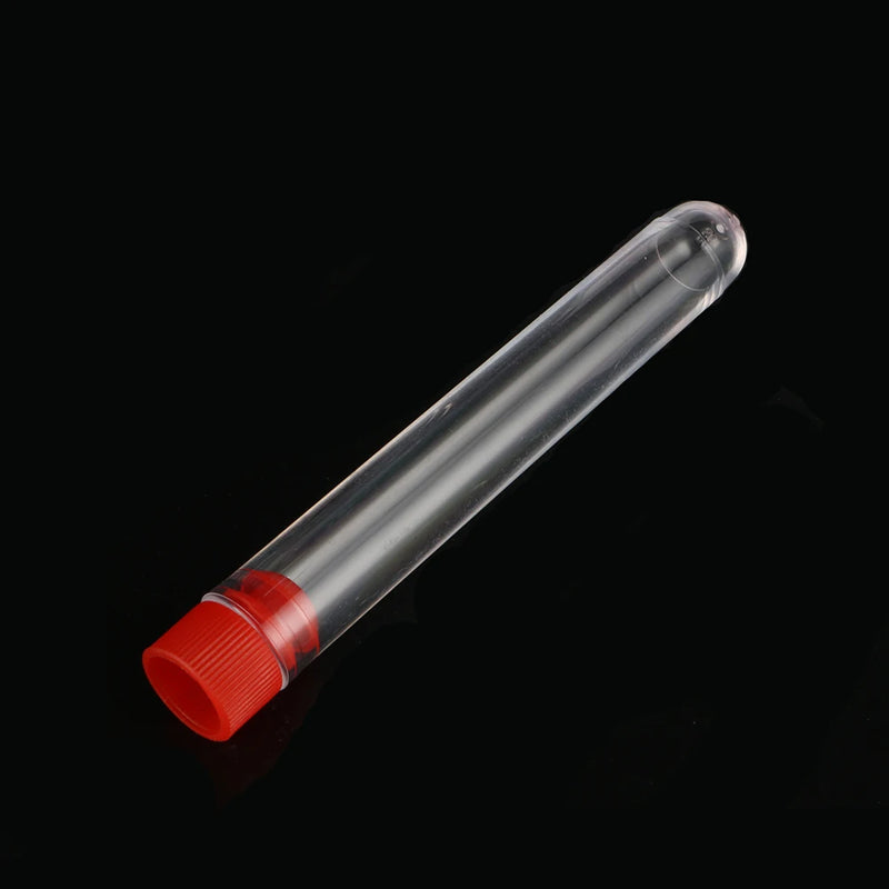 12*75mm Hard Plastic Test Tube with Plug Cap 5ml Disposable Round Bottom Clear Test Tube Laboratory Equipment 5 Pcs